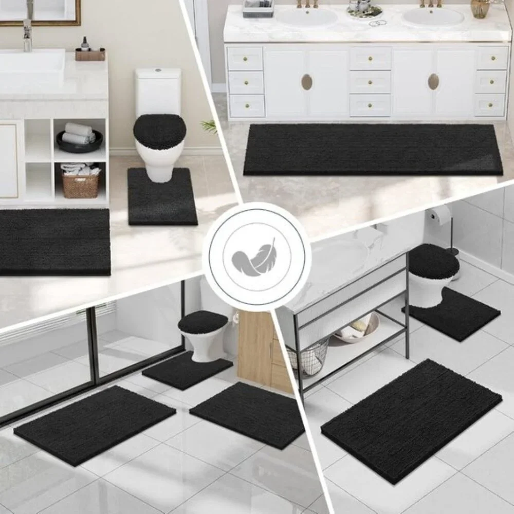 30 x 20In Luxury Chenille Bath Rug, Soft, Absorbent, Non-Slip Mat for Bathroom